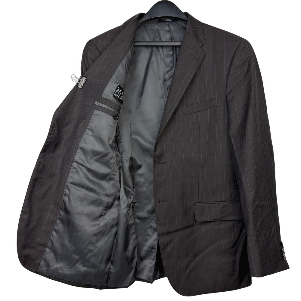 Ermenegildo Zegna Saks Mens 40R WOOL Blazer Sport Coat Jacket Brown Pinstripe